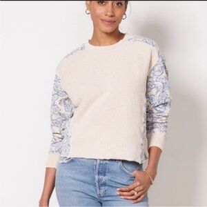 NWT Sundry Cream and Blue Patterned Sweater